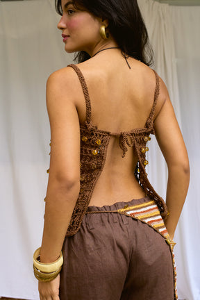 Blusa Sari Beads Mocha